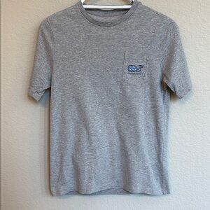 Vineyard Vines Gray Tee with Blue Whale Pocket